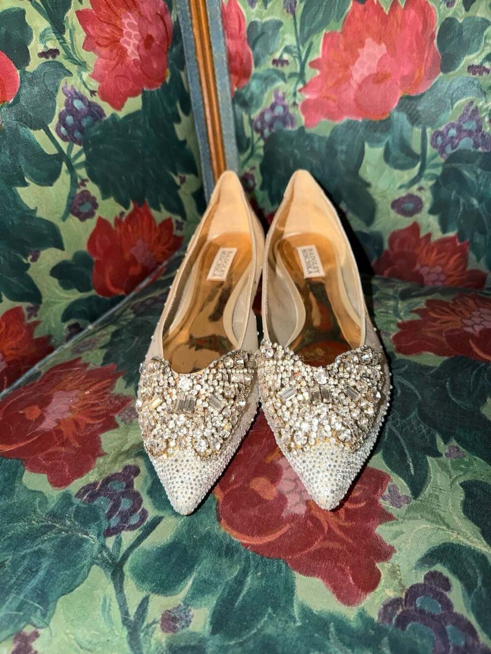 Badgley Mischka Quinn Embellished Pointed Toe Evening Flats - Picture 2 of 7